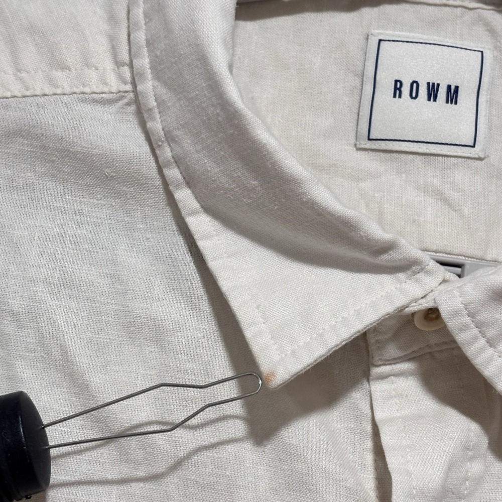 ROWM Button Down White Blue Big & Tall Short Sleeve Striped Hemp Outsider 2XB - Picture 4 of 7